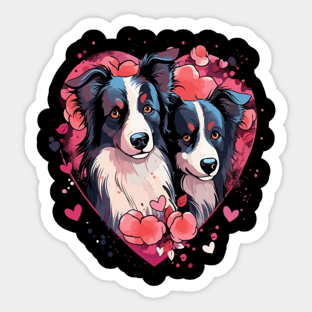 Border Collie Couple Valentine Sticker by JH Mart